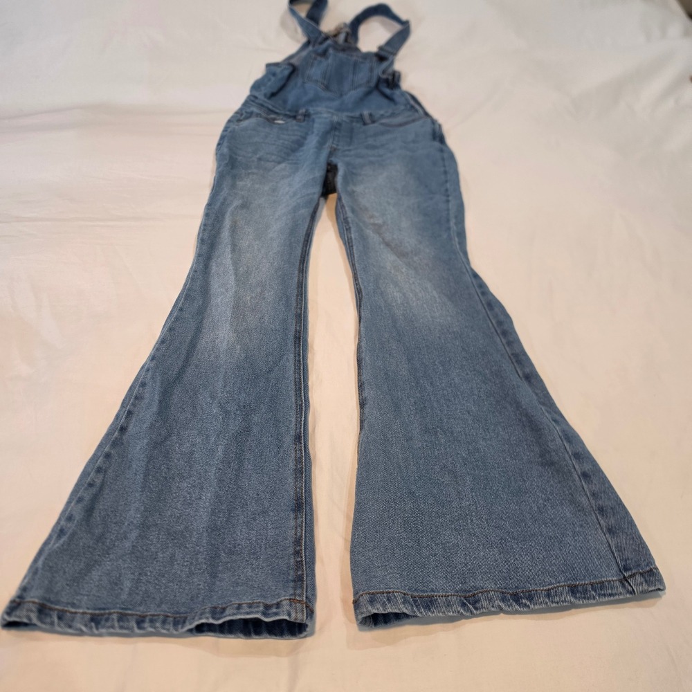 Wonderly Denim Overalls Womens Medium Blue Flare Leg Bell Bottom Excellent Retro